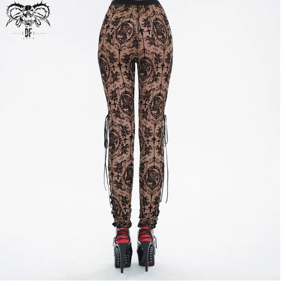 😈Devil Fashion “Bathory” Gothic Patterned Mesh Leggings - Picture 9 of 14